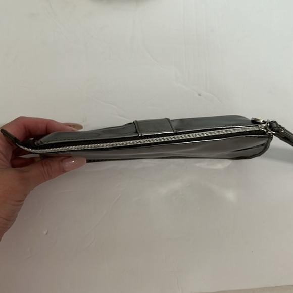 Hello Kitty Y2K Gunmetal Gray Makeup Case, Wristlet, Clutch, Bow, NEW wot